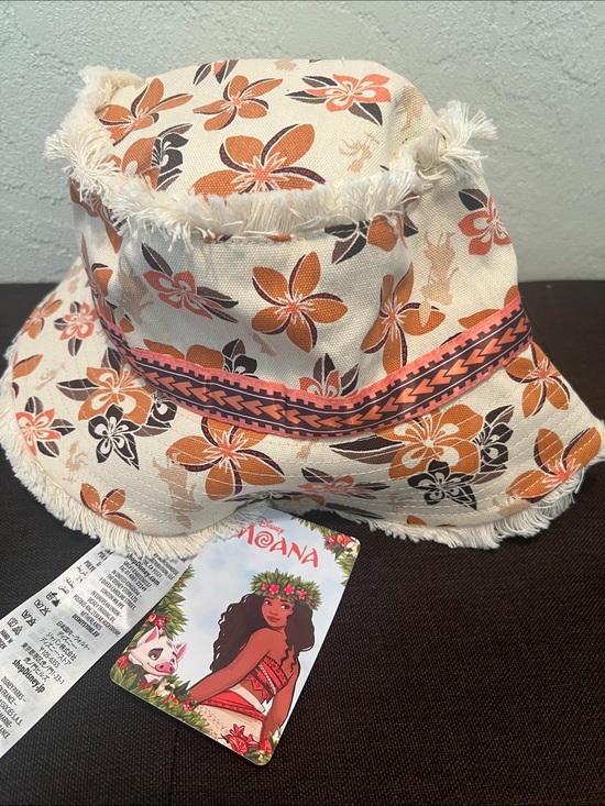 Disney Accessories - #2477** MOANA Tropical Floral Bucket Hat in Cream & Orange